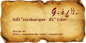 Günszberger Áldor névjegykártya
